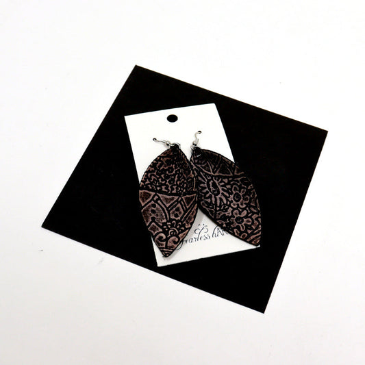 Pinched Drop Earrings - Leather