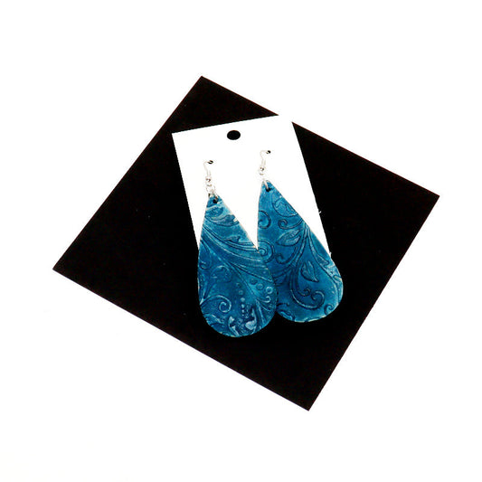 Teardrop Drop Earrings - Leather